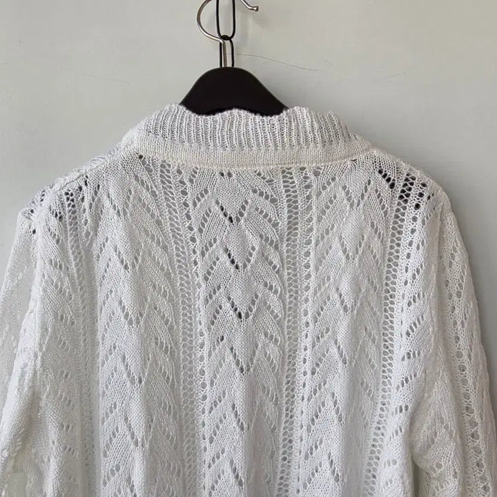 [BUNJANG] White Knit Cardigan / 55-66)화이트 뜨개니트 가디건/새제품