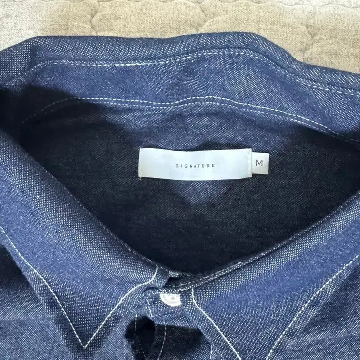 [BUNJANG] Signature Denim Half Shirt Indigo / 시그니처 데님 하프 셔츠 인디고