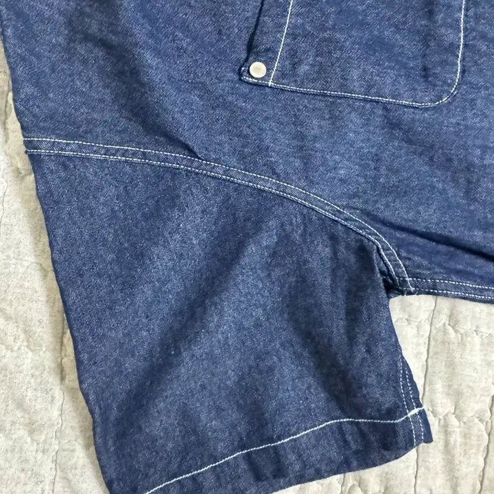 [BUNJANG] Signature Denim Half Shirt Indigo / 시그니처 데님 하프 셔츠 인디고