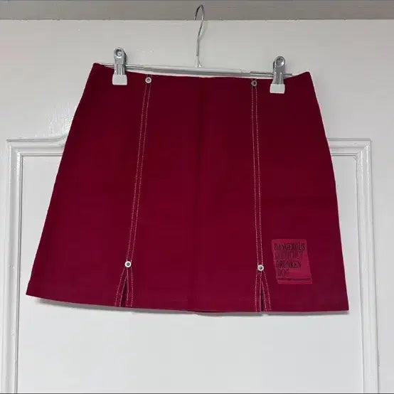 [BUNJANG] Drinks Code Stitch Mini Skirt - M Size / [1회 착용] 드링크스캔코드 스티치 미니 스커트 M