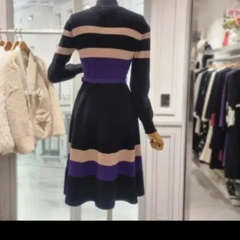 [BUNJANG] Satin Stripe Dress (Size 55) / 사틴 스트라이프 원피스(55)
