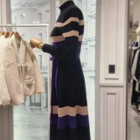 [BUNJANG] Satin Stripe Dress (Size 55) / 사틴 스트라이프 원피스(55)