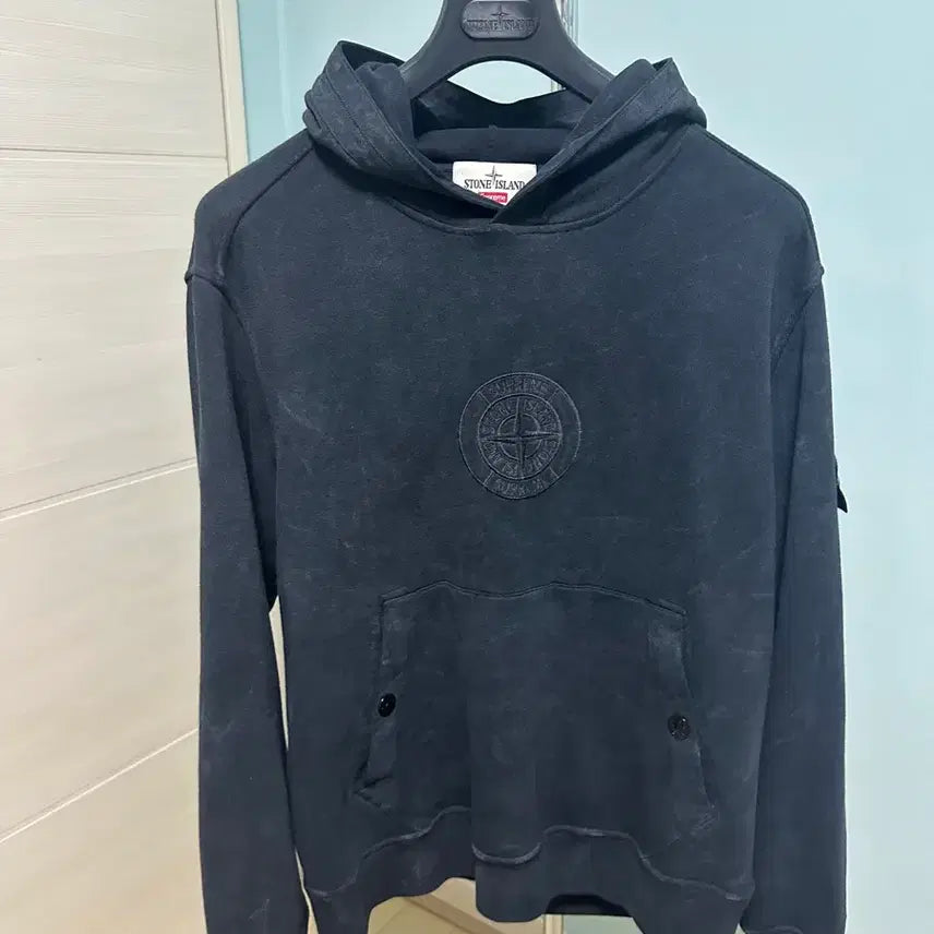 [BUNJANG] Supreme Stone Island Hoodie Black L Size / 스톤아일랜드X슈프림 콜라보 후드 블랙 L 사이즈