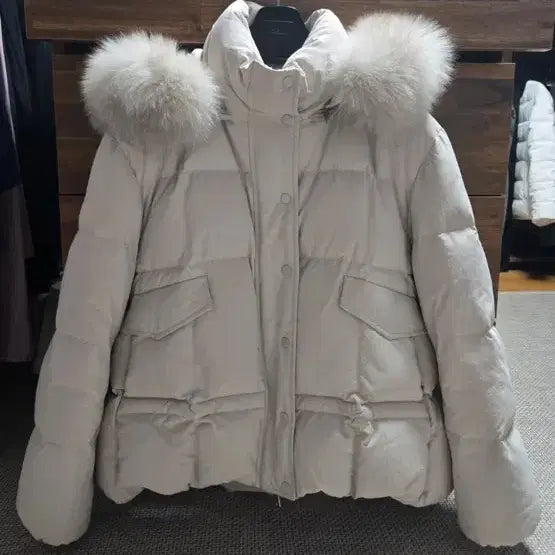 [BUNJANG] On&On Fox Fur Goose Down Padded Jacket Beige (Size 55) / 온앤온 폭스퍼 구스다운 패딩 베이지 55