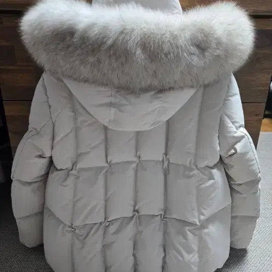 [BUNJANG] On&On Fox Fur Goose Down Padded Jacket Beige (Size 55) / 온앤온 폭스퍼 구스다운 패딩 베이지 55