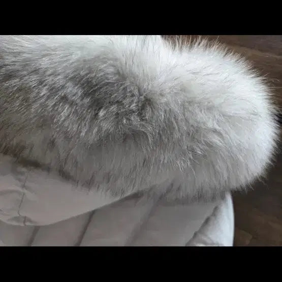 [BUNJANG] On&On Fox Fur Goose Down Padded Jacket Beige (Size 55) / 온앤온 폭스퍼 구스다운 패딩 베이지 55