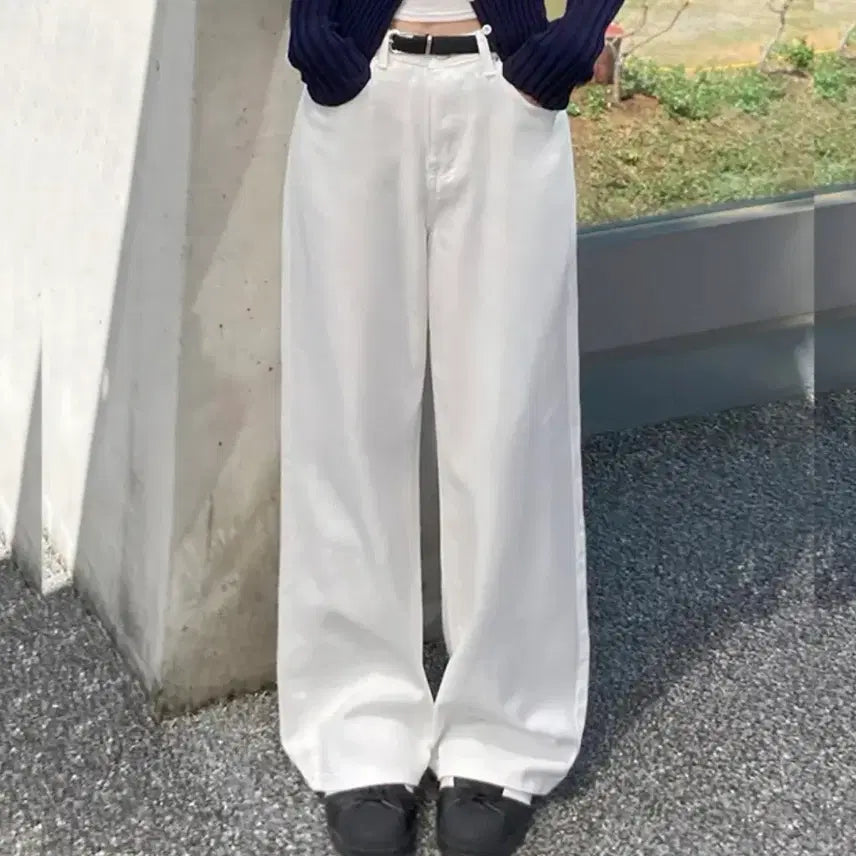 [BUNJANG] White Wide Denim Pants / 화이트 와이드 데님 팬츠