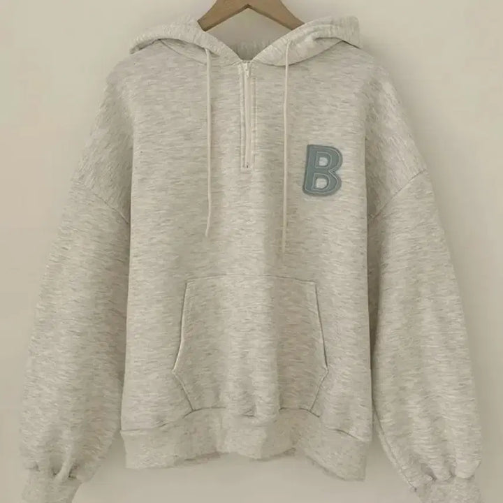 [BUNJANG] Ably Fleece Lined Half Zip Hoodie / 에이블리 반집업 기모 후드티