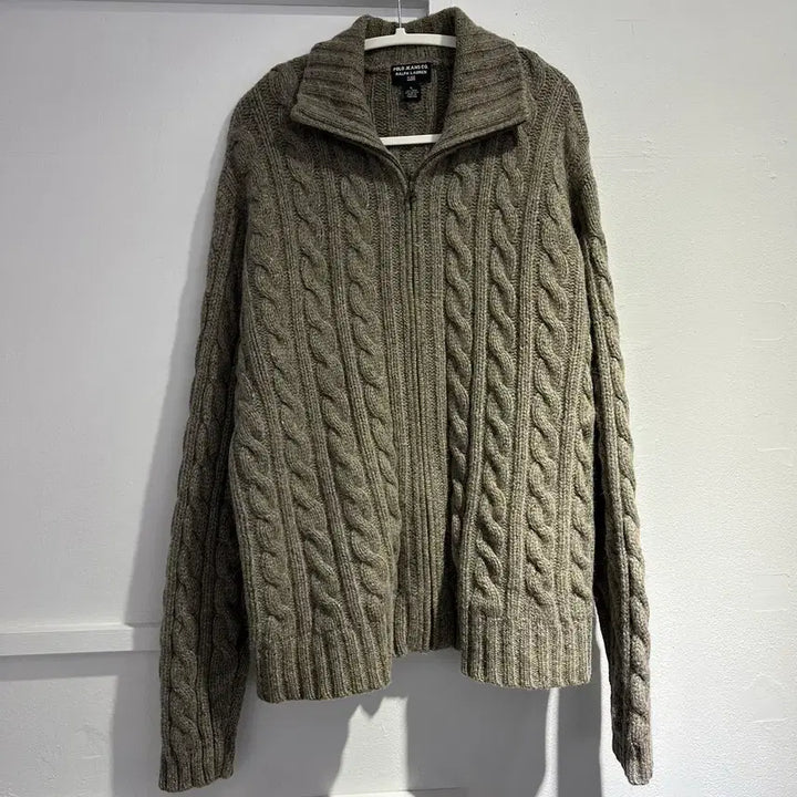 [BUNJANG] Polo Jeans Co. Wool-Alpaca Cable Knit Zip-up Jacket / 무료배송 폴로진스 울78 알파카22 케이블 니트집업 남성 L