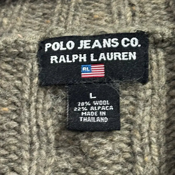 [BUNJANG] Polo Jeans Co. Wool-Alpaca Cable Knit Zip-up Jacket / 무료배송 폴로진스 울78 알파카22 케이블 니트집업 남성 L