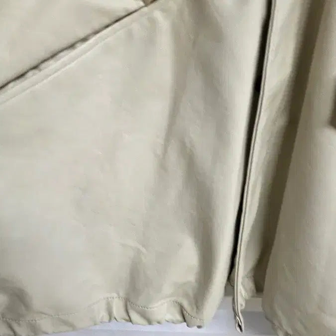 [BUNJANG] Unisex Ivory Leather Jacket / 남여공용아이보리 후드 가죽 자켓