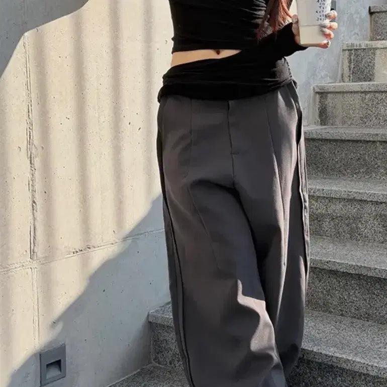 [BUNJANG] Muse Seoul Off-Shoulder Slit Long Sleeve T-Shirt - Black / 뮤즈서울 스트랩 오프숄더 트임 긴팔 티셔츠 블랙