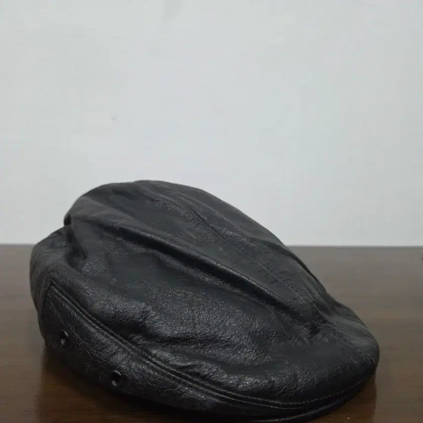 [BUNJANG] Black Leather Hunting Cap / 블랙 가죽 헌팅캡