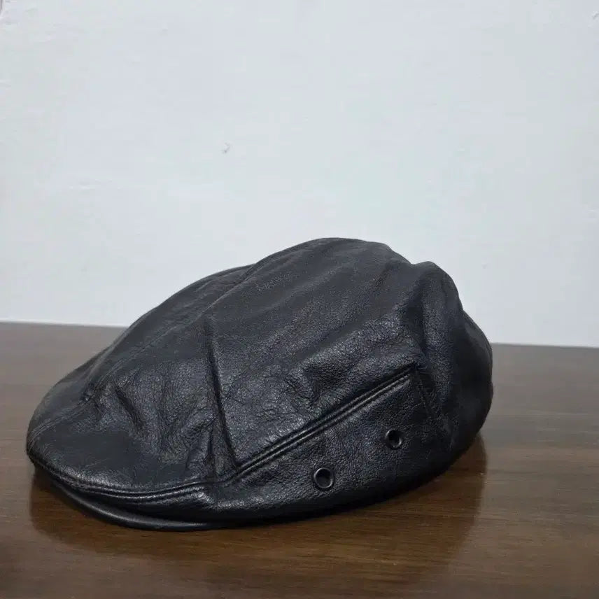 [BUNJANG] Black Leather Hunting Cap / 블랙 가죽 헌팅캡