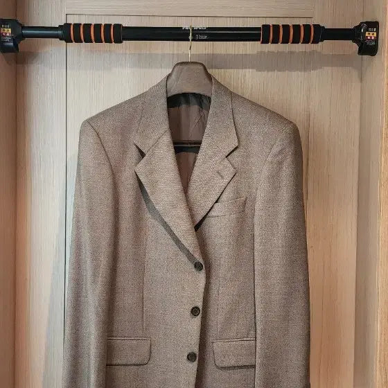[BUNJANG] Beige Herringbone Wool Jacket XL / (간절기용)베이지 헤링본패턴 3버튼 울자켓 XL