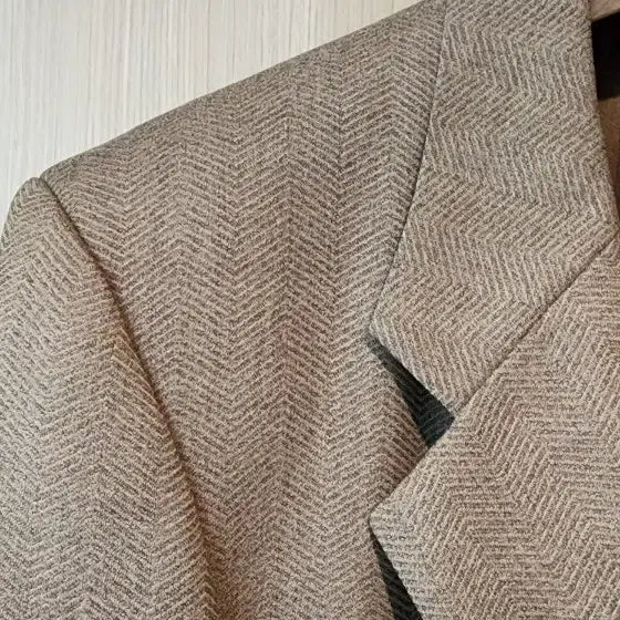 [BUNJANG] Beige Herringbone Wool Jacket XL / (간절기용)베이지 헤링본패턴 3버튼 울자켓 XL