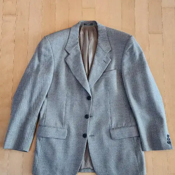 [BUNJANG] Beige Herringbone Wool Jacket XL / (간절기용)베이지 헤링본패턴 3버튼 울자켓 XL