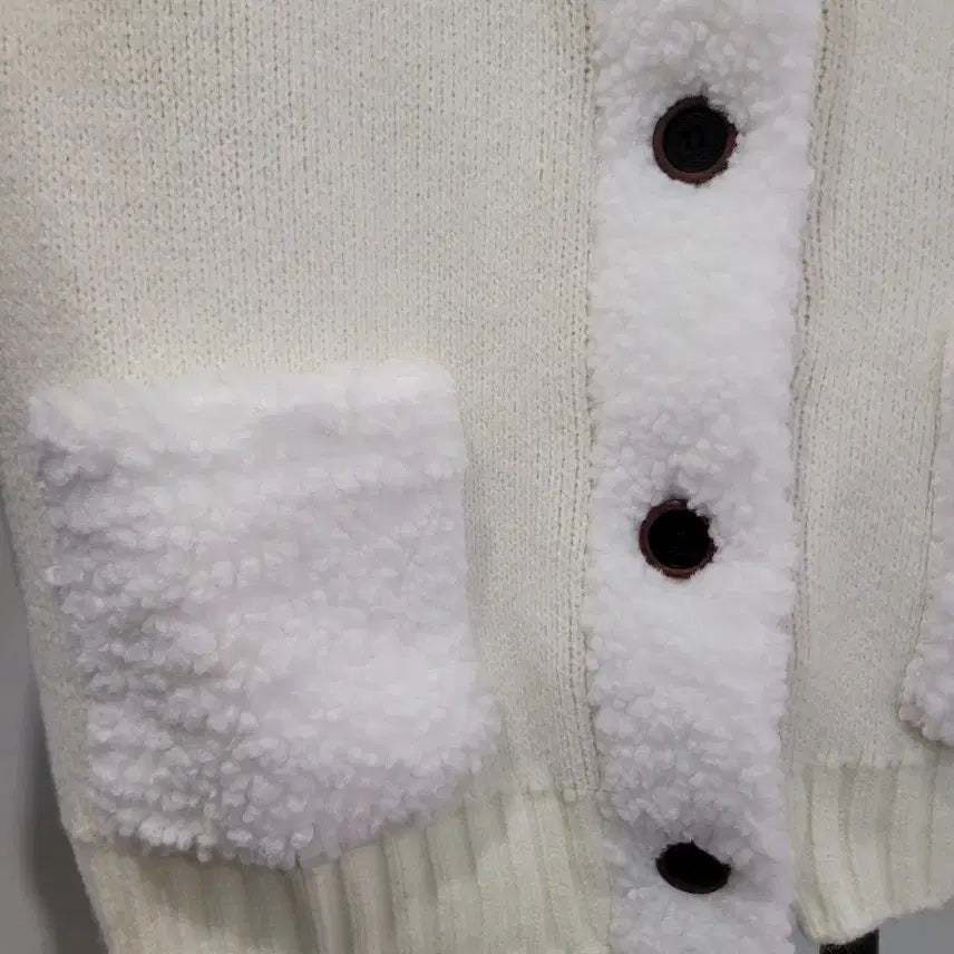 [BUNJANG] Fair Isle Pattern Fleece Collar Cardigan (Size 55-66) / 페어아일 패턴 뽀글이 카라 가디건 55~66반 프리사이즈 미착용