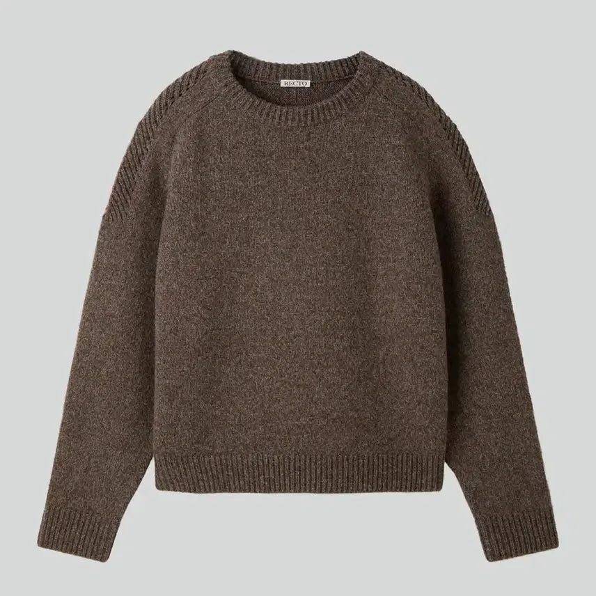 [BUNJANG] Recto Shetland Wool Knit Top Melange Brown / [S] 렉토 셔틀랜드 울 니트 탑 멜란지 브라운