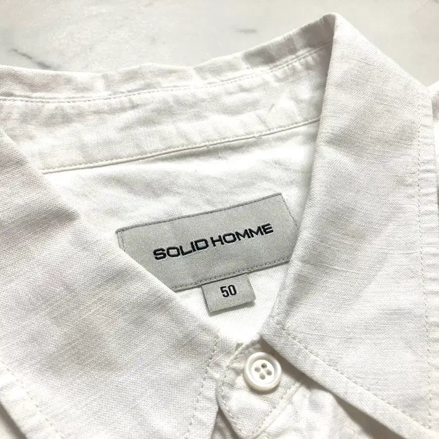 [BUNJANG] Solid Homme 18SS White Linen Blend Shirt Size 50 (Fits L-XL) / 솔리드옴므 18ss 화이트 셔츠 50사이즈, 100-105