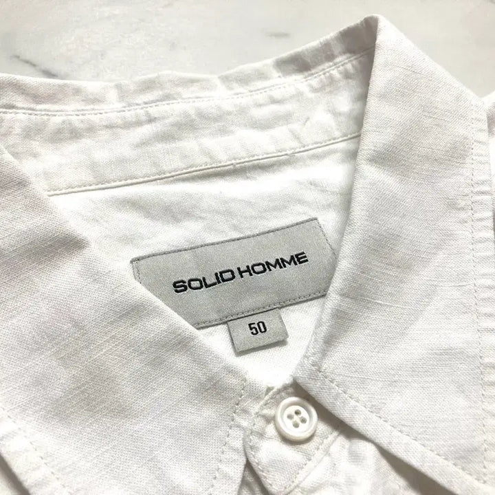 [BUNJANG] Solid Homme 18SS White Linen Blend Shirt Size 50 (Fits L-XL) / 솔리드옴므 18ss 화이트 셔츠 50사이즈, 100-105