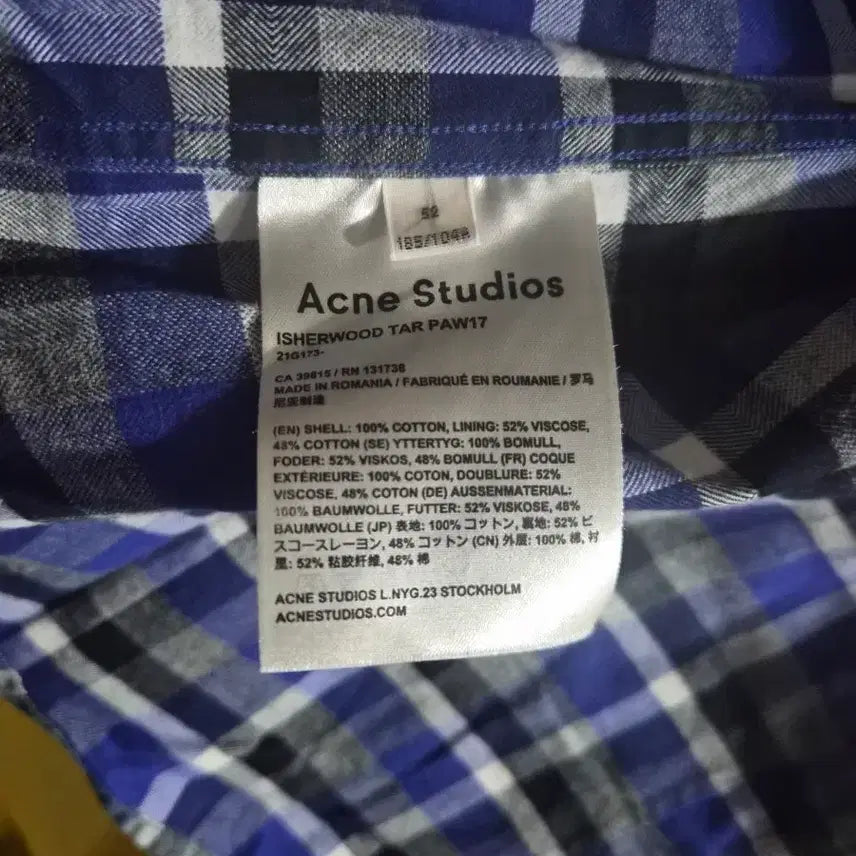 [BUNJANG] Acne Studios ISHERWOOD Checkered Shirt / 아크네 스튜디오 ISHERWOOD 체크 셔츠 52 (L~XL)