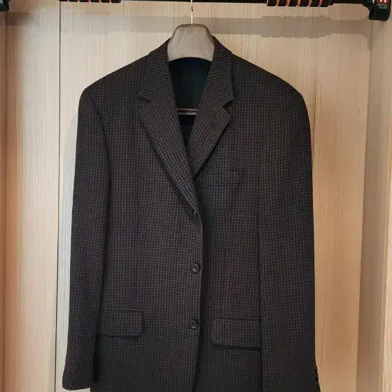 [BUNJANG] Unknown Brand Houndstooth Check Wool Jacket XL / (간절기용)브라운 하운드투스 체크 3버튼 울자켓 XL