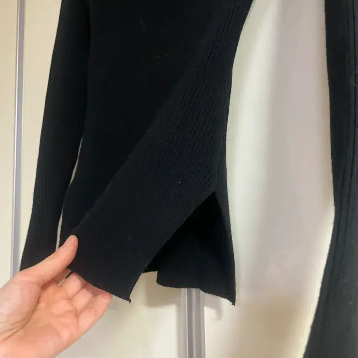 [BUNJANG] U-Neck Square Neck Black Ribbed Knit Top / 수입의류 U넥 스퀘어넥 블랙 골지 니트