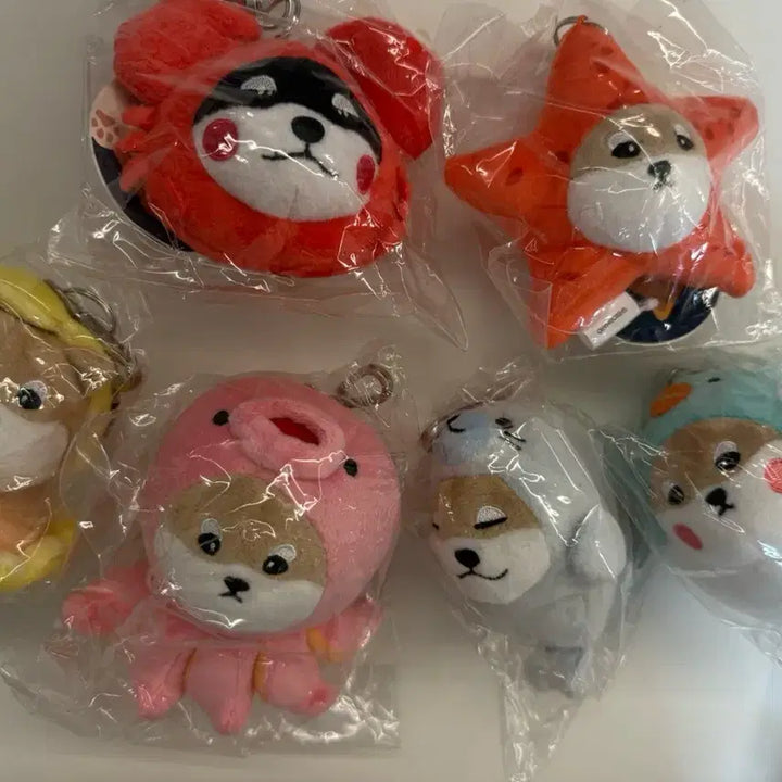 [BUNJANG] Shiro &amp; Maro Shiba Inu Seafood Costume Keyring / 시로앤마로 시바견 해산물 인형 키링 새상품
