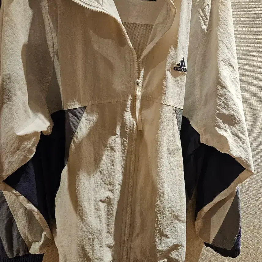 [BUNJANG] Adidas Tricolor Windbreaker Jacket / 아디다스 삼선 바람막이 자켓 크림 네이비