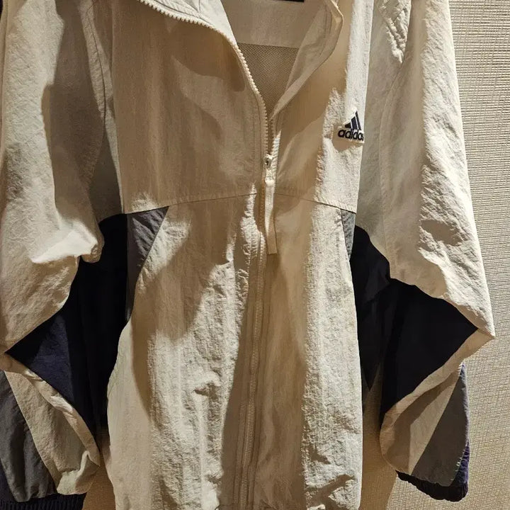 [BUNJANG] Adidas Tricolor Windbreaker Jacket / 아디다스 삼선 바람막이 자켓 크림 네이비