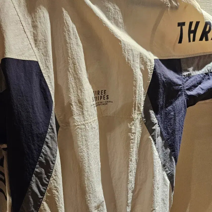 [BUNJANG] Adidas Tricolor Windbreaker Jacket / 아디다스 삼선 바람막이 자켓 크림 네이비