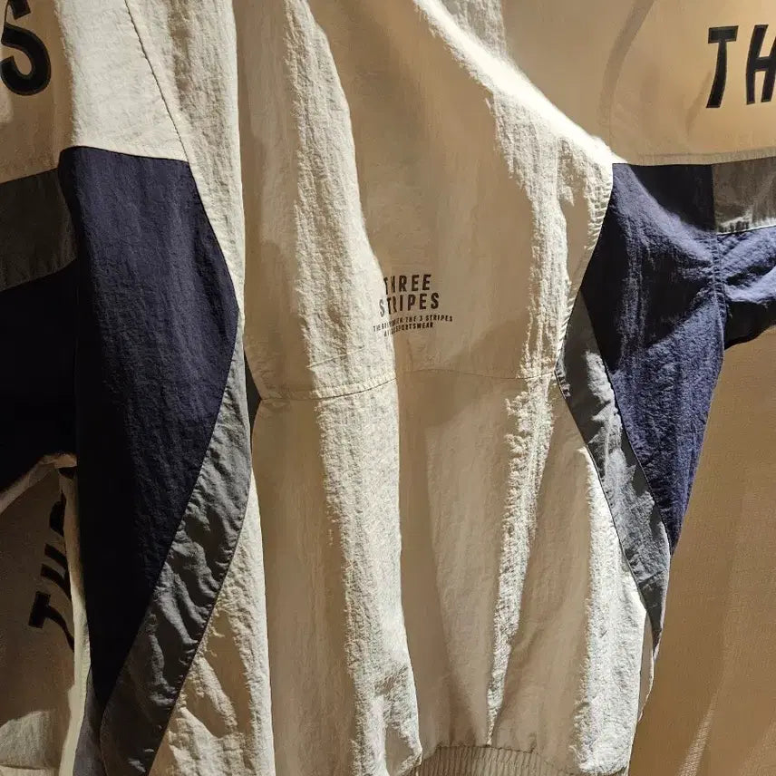 [BUNJANG] Adidas Tricolor Windbreaker Jacket / 아디다스 삼선 바람막이 자켓 크림 네이비