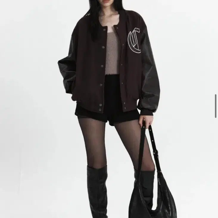 [BUNJANG] QUTY Varsity Jacket Brown / 큐리티 바시티 자켓 브라운 새상품 (239000원)