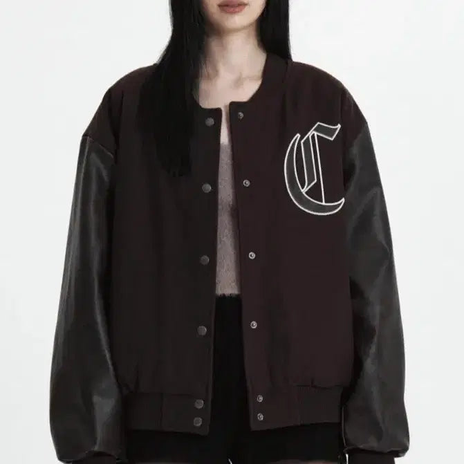 [BUNJANG] QUTY Varsity Jacket Brown / 큐리티 바시티 자켓 브라운 새상품 (239000원)