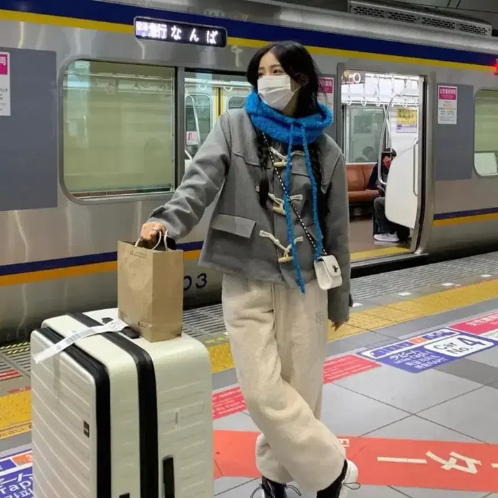 [BUNJANG] Kaki Point Gray Duffel Half Coat / 카키포인트 더플 하프 코트 그레이