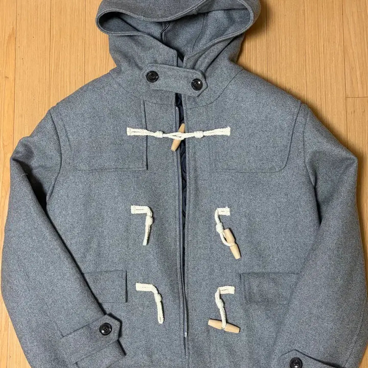 [BUNJANG] Kaki Point Gray Duffel Half Coat / 카키포인트 더플 하프 코트 그레이