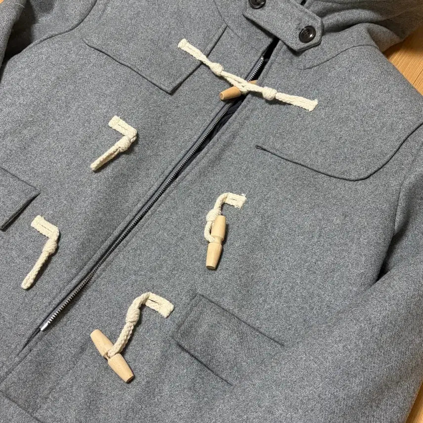 [BUNJANG] Kaki Point Gray Duffel Half Coat / 카키포인트 더플 하프 코트 그레이