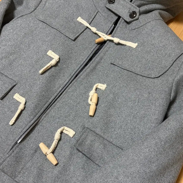 [BUNJANG] Kaki Point Gray Duffel Half Coat / 카키포인트 더플 하프 코트 그레이