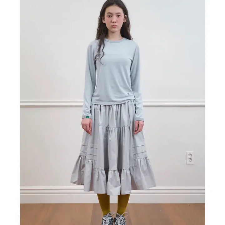 [BUNJANG] NO CONTENTS Pinstripe Long Sleeve T-Shirt Light Grey / 노컨텐츠 Pinstripe T_Light Grey