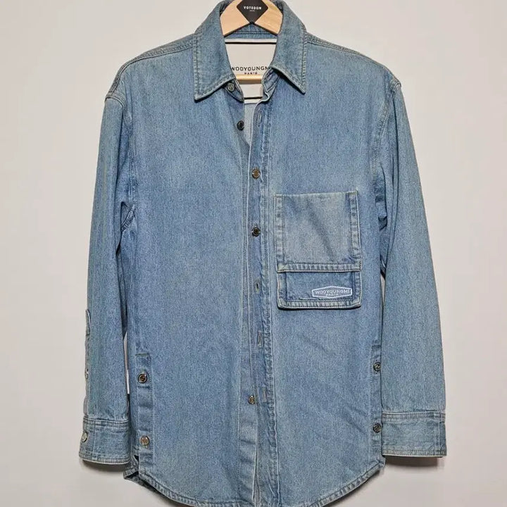 [BUNJANG] Wooyoungmi Blue Back Logo Denim Shirt (Size 46) / 23SS 우영미 블루 백로고 데님 셔츠 (46)