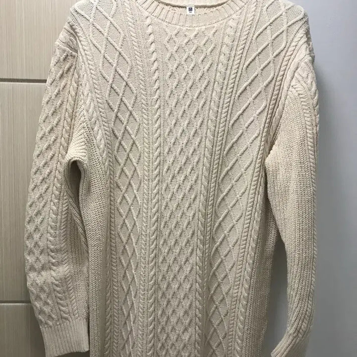 [BUNJANG] Uniqlo Ivory Cable Knit Dress / 유니클로 아이보리 케이블 니트 원피스