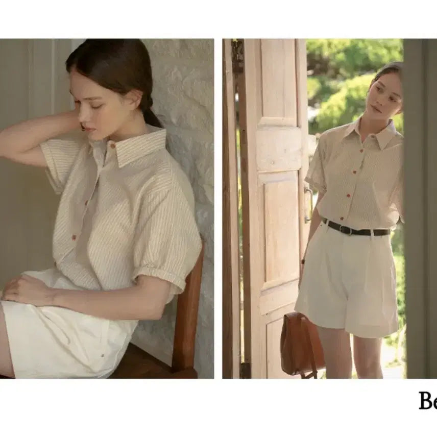 [BUNJANG] Tiladiai Button Point Shirt Beige (New) / 틸아이다이 앤 버튼 포인트 셔츠 베이지(새상품)