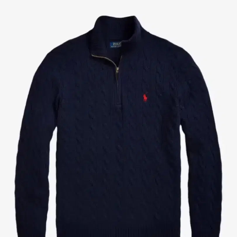 [BUNJANG] Polo Ralph Lauren Navy Cable Knit Zip-Up Sweater / 폴로 랄프로렌 네이비 케이블 니트 집업