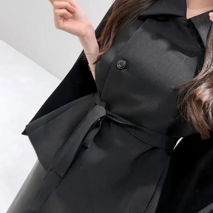 [BUNJANG] Double J Black Cape Coat / 새상품 봄 케이트 코트