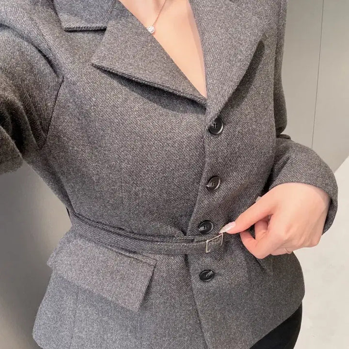 [BUNJANG] Double J Belted Jacket Set / 새상품 봄 벨트세트 자켓