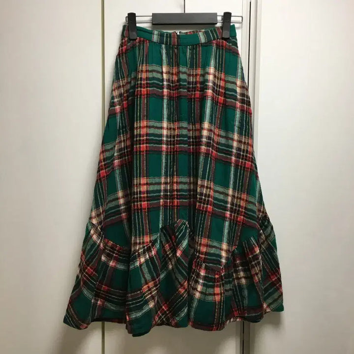 [BUNJANG] Vintage Check Long Skirt / 일본 빈티지 체크 롱스커트 모리걸