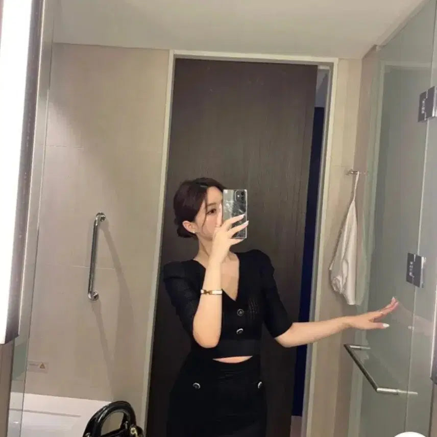 [BUNJANG] Black Midi Dress Puff Sleeve Knit / 미디원피스