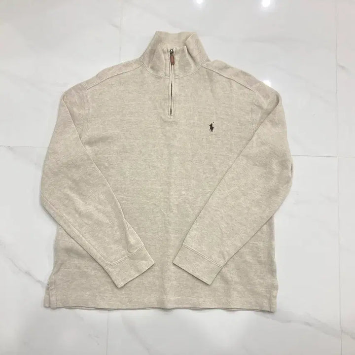 [BUNJANG] Polo Ralph Lauren Melange Ivory 1/4 Zip Pullover Cotton 100% / (주)두산 Polo ralph lauren 쿼터 지퍼 풀오버
