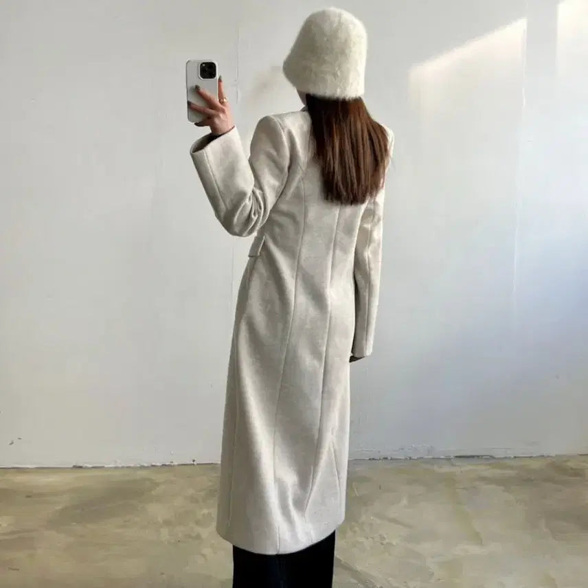 [BUNJANG] Wool Blend Long Coat Ivory 55 / 울혼방 롱 코트 아이보리 55